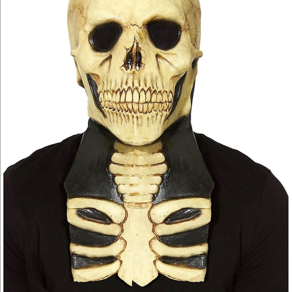 Spirit Halloween skeleton neck mask